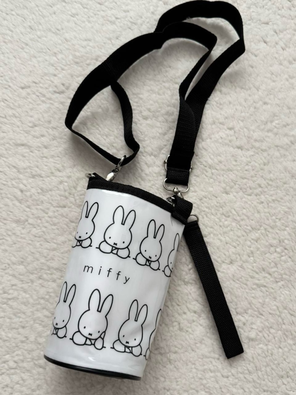 Miffy Black & White Crossbody Water Bottle Holder